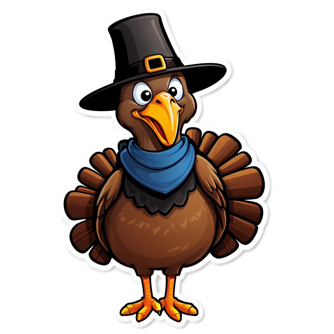 Turkey wearing a pilgrim hat, turkey sticker