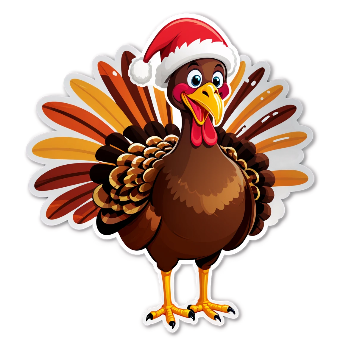 Turkey with a festive background, turkey sticker