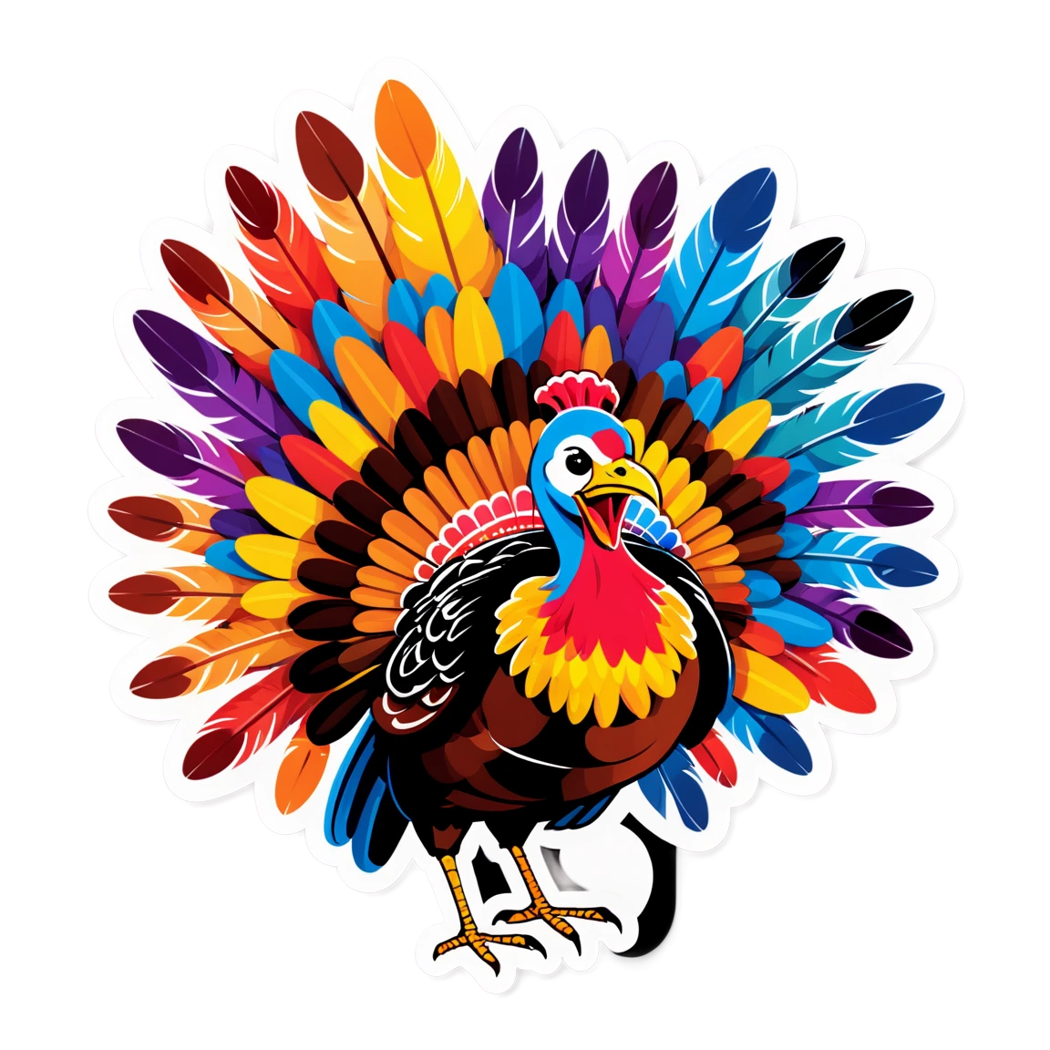 Turkey colorful feathers, turkey sticker