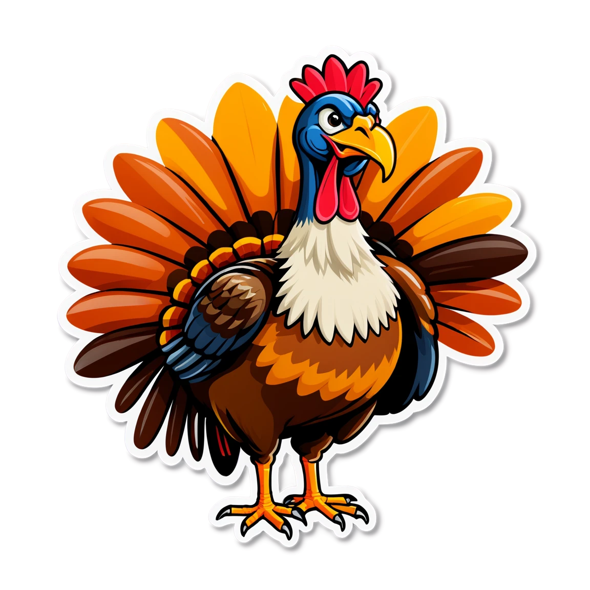 Turkey with a cornucopia, turkey sticker