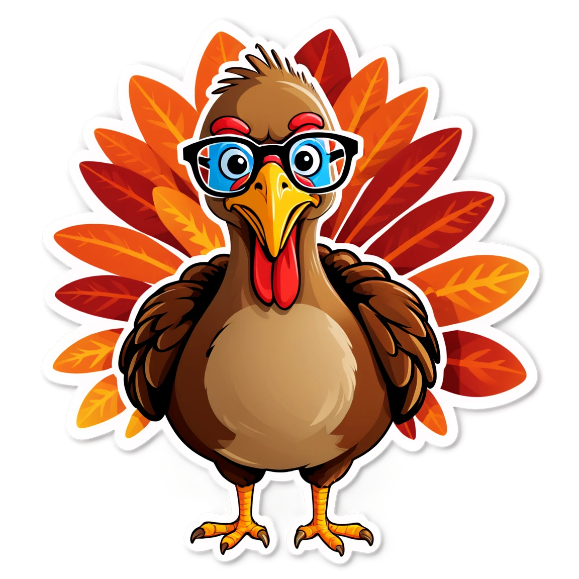 Turkey wearing glasses, turkey sticker