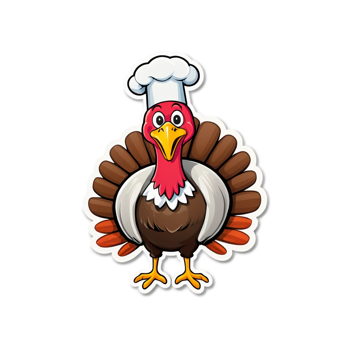 Turkey in a chef's hat, turkey sticker