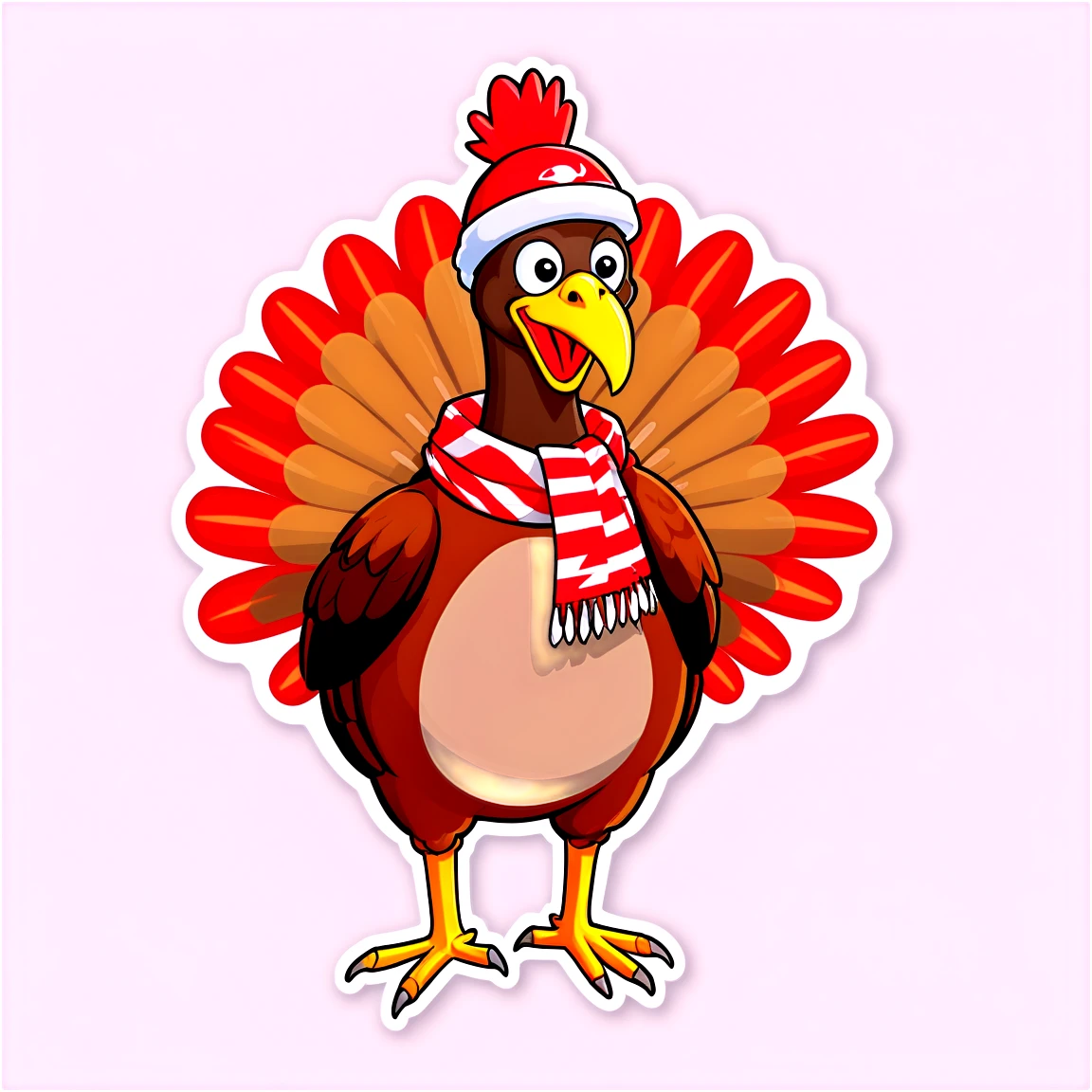 Turkey with a scarf, turkey sticker