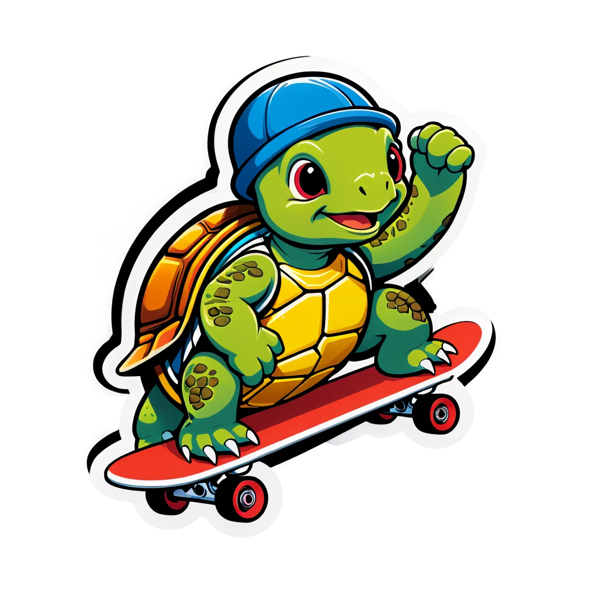 Turtle riding a skateboard, turtle sticker