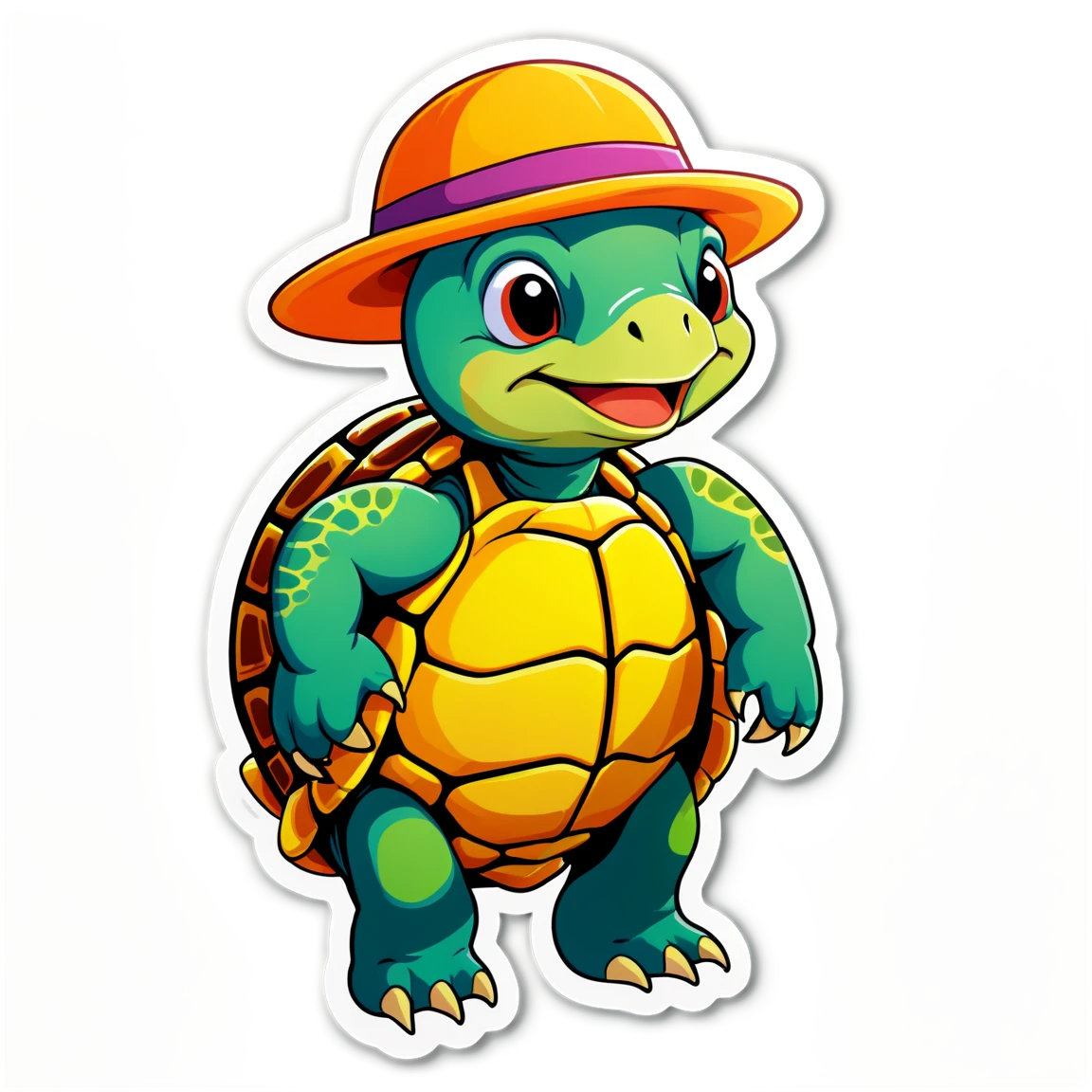 Turtle wearing a hat, turtle sticker