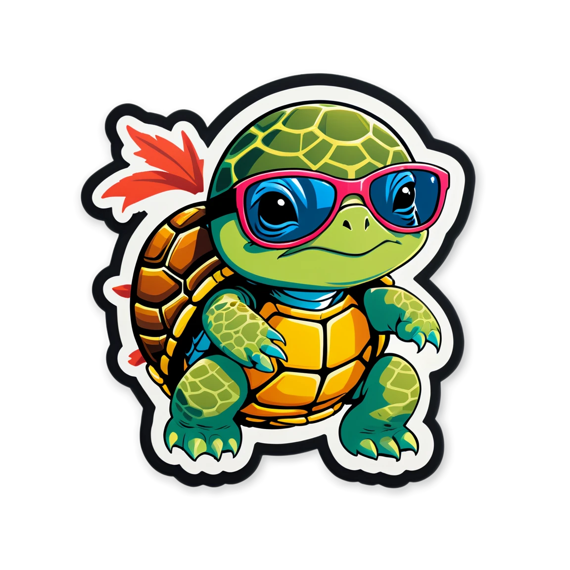 Turtle wearing sunglasses, turtle sticker