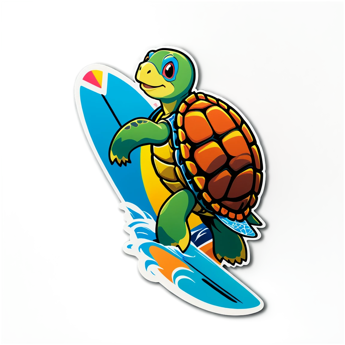 Turtle with a surfboard, turtle sticker