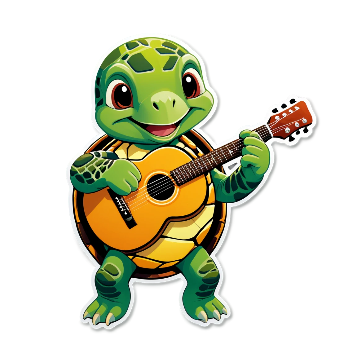 Turtle playing guitar, turtle sticker