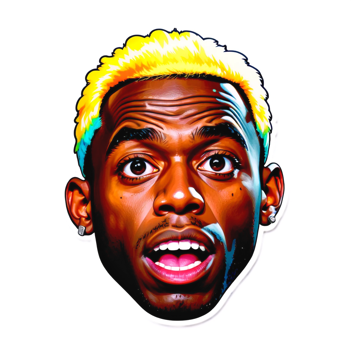 Tyler, The Creator with multi-colored hair, rapper sticker, Tyler, The Creator sticker