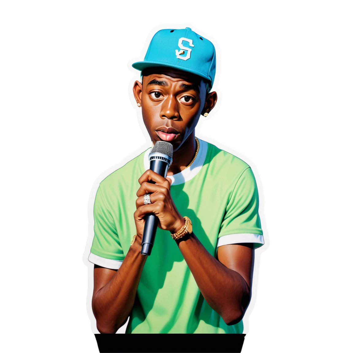 Tyler, The Creator holding a microphone, rapper sticker, Tyler, The Creator sticker