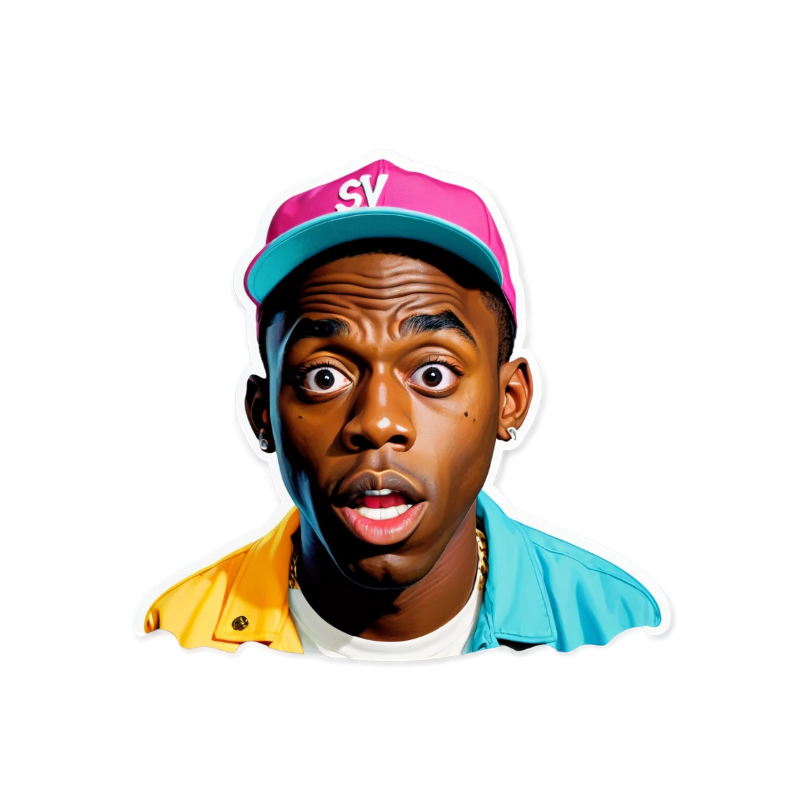 Tyler, The Creator in bold makeup, rapper sticker, Tyler, The Creator sticker