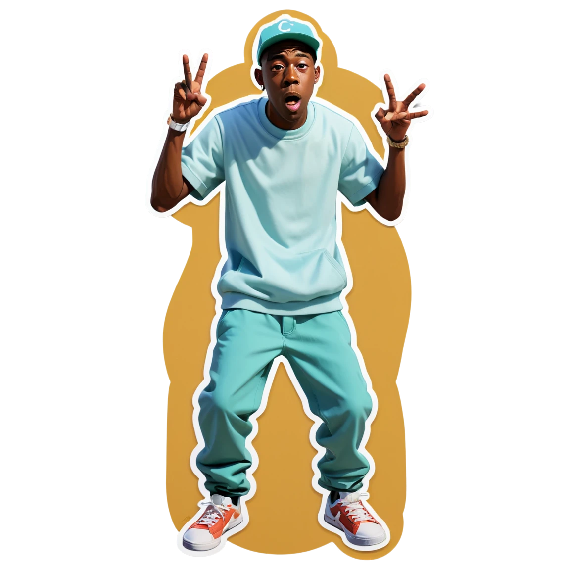 Tyler, The Creator dynamic pose, rapper sticker, Tyler, The Creator sticker