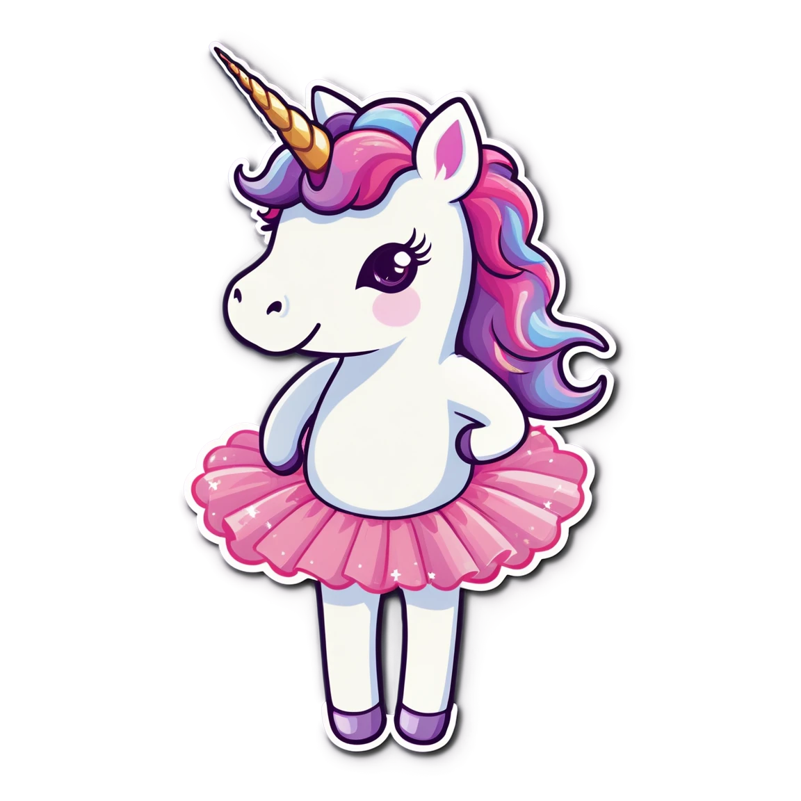 Unicorn wearing a tutu, unicorn sticker