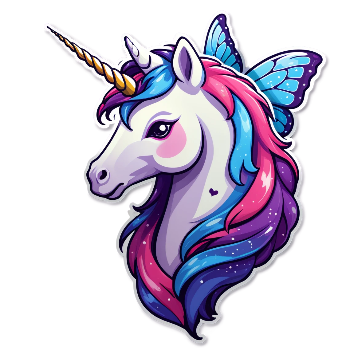 Unicorn with butterflies, unicorn sticker