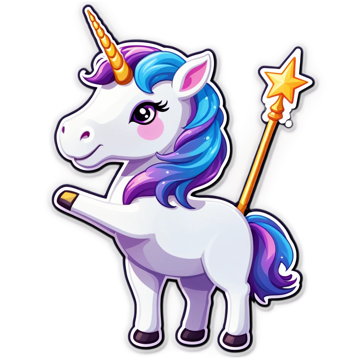 Unicorn holding a magic wand, unicorn sticker