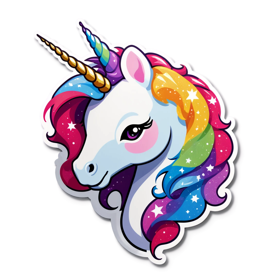 Unicorn with glitter, unicorn sticker