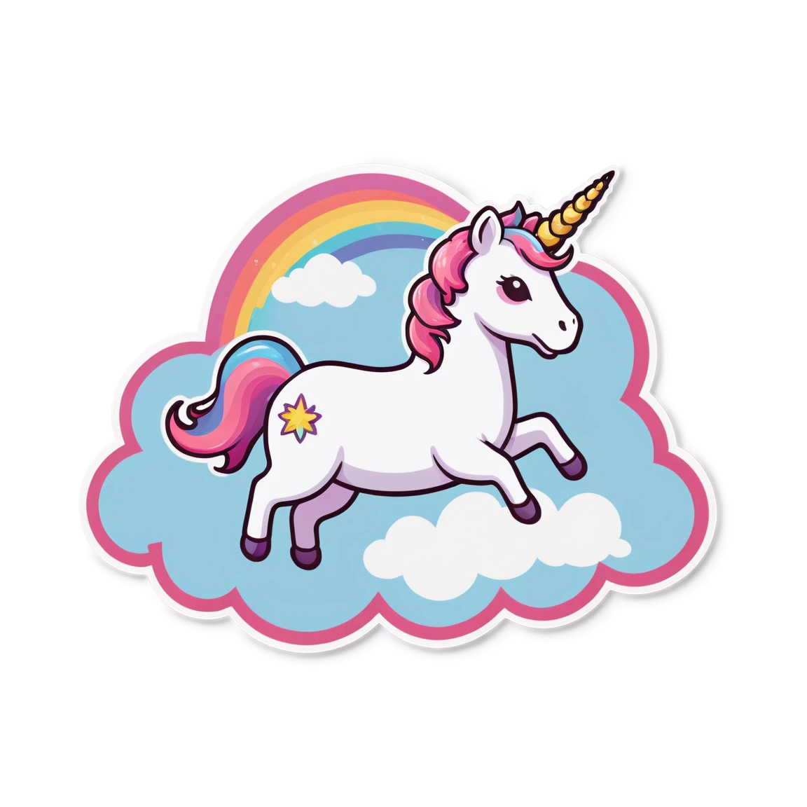 Unicorn on a cloud, unicorn sticker