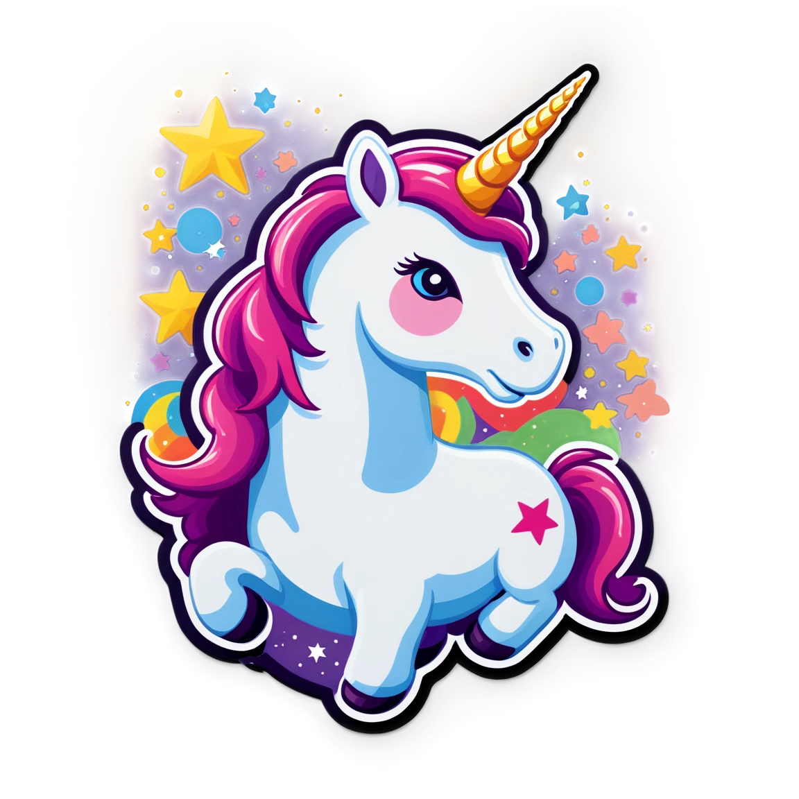 Unicorn with stars, unicorn sticker