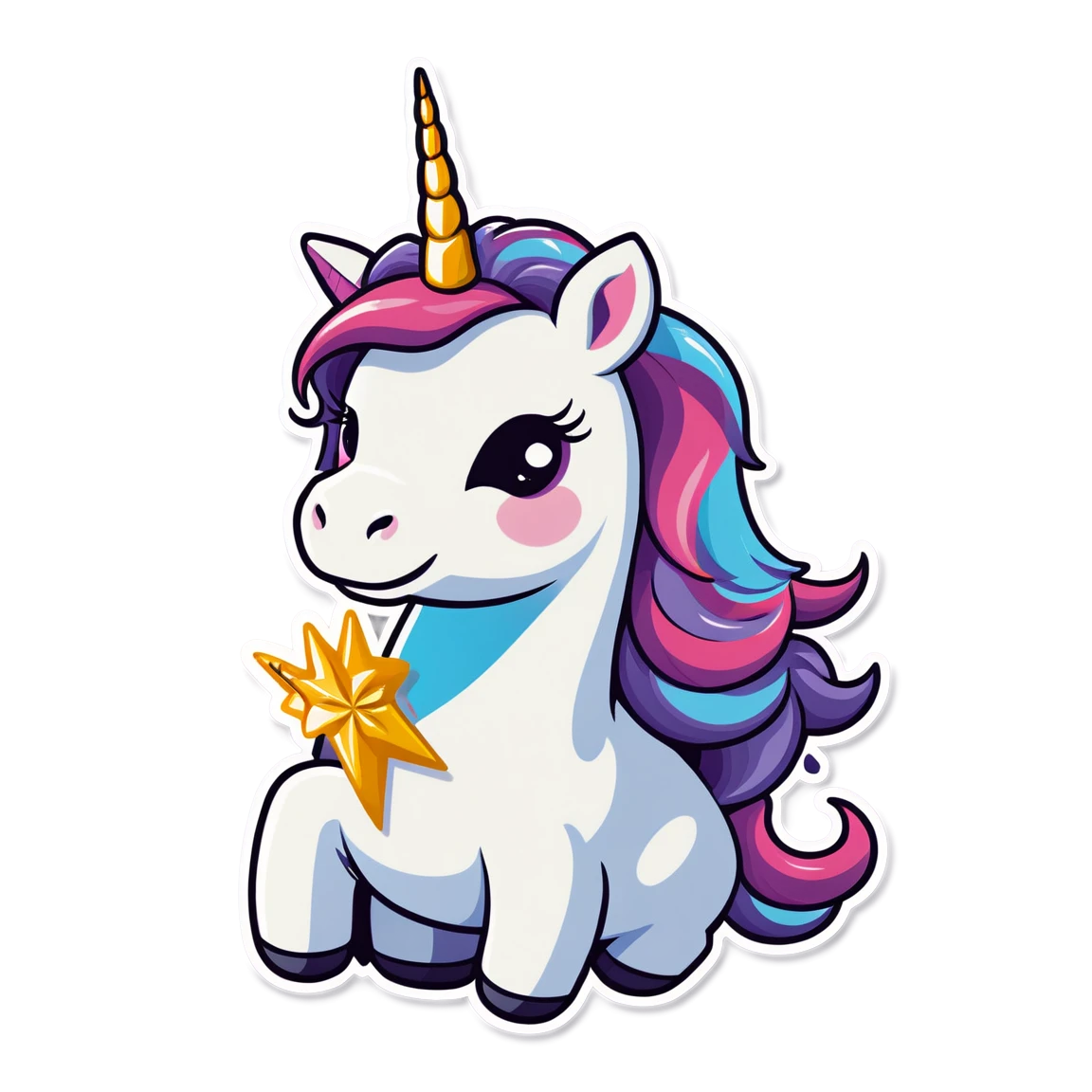 Unicorn wearing a crown, unicorn sticker