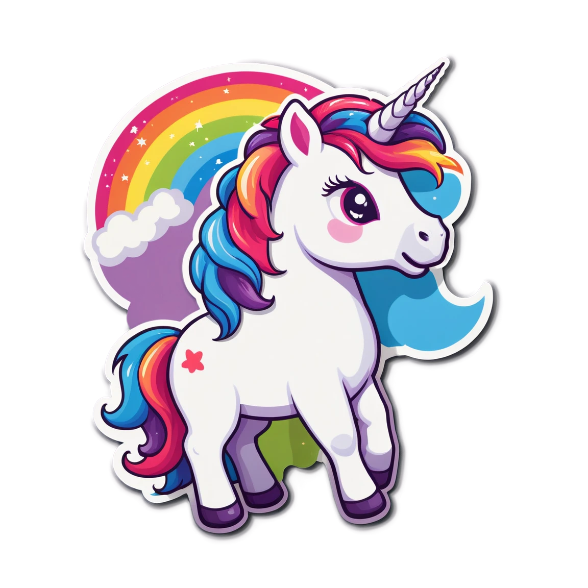 Unicorn with a rainbow, unicorn sticker