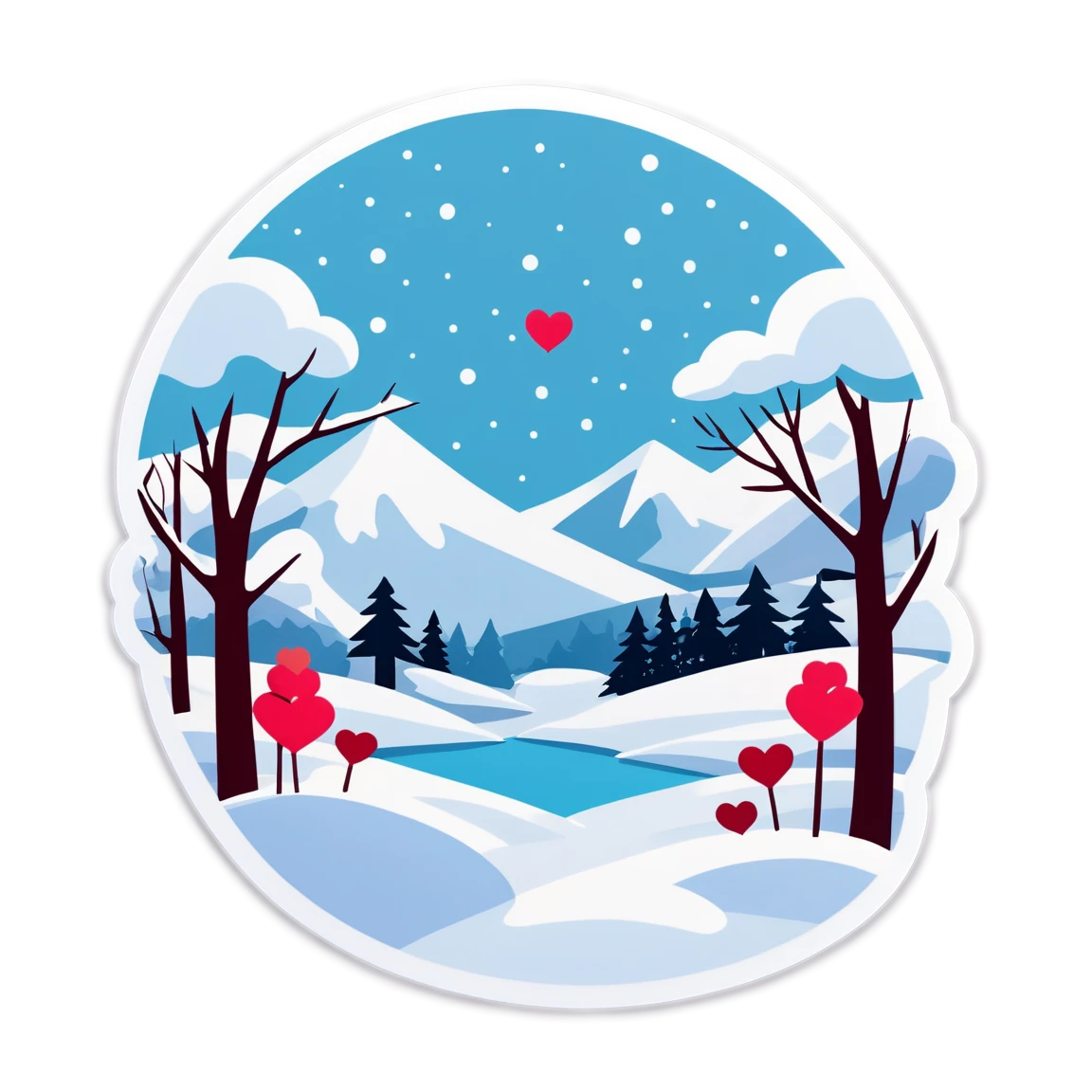 Winter valentine day, valentines day sticker, valentine sticker