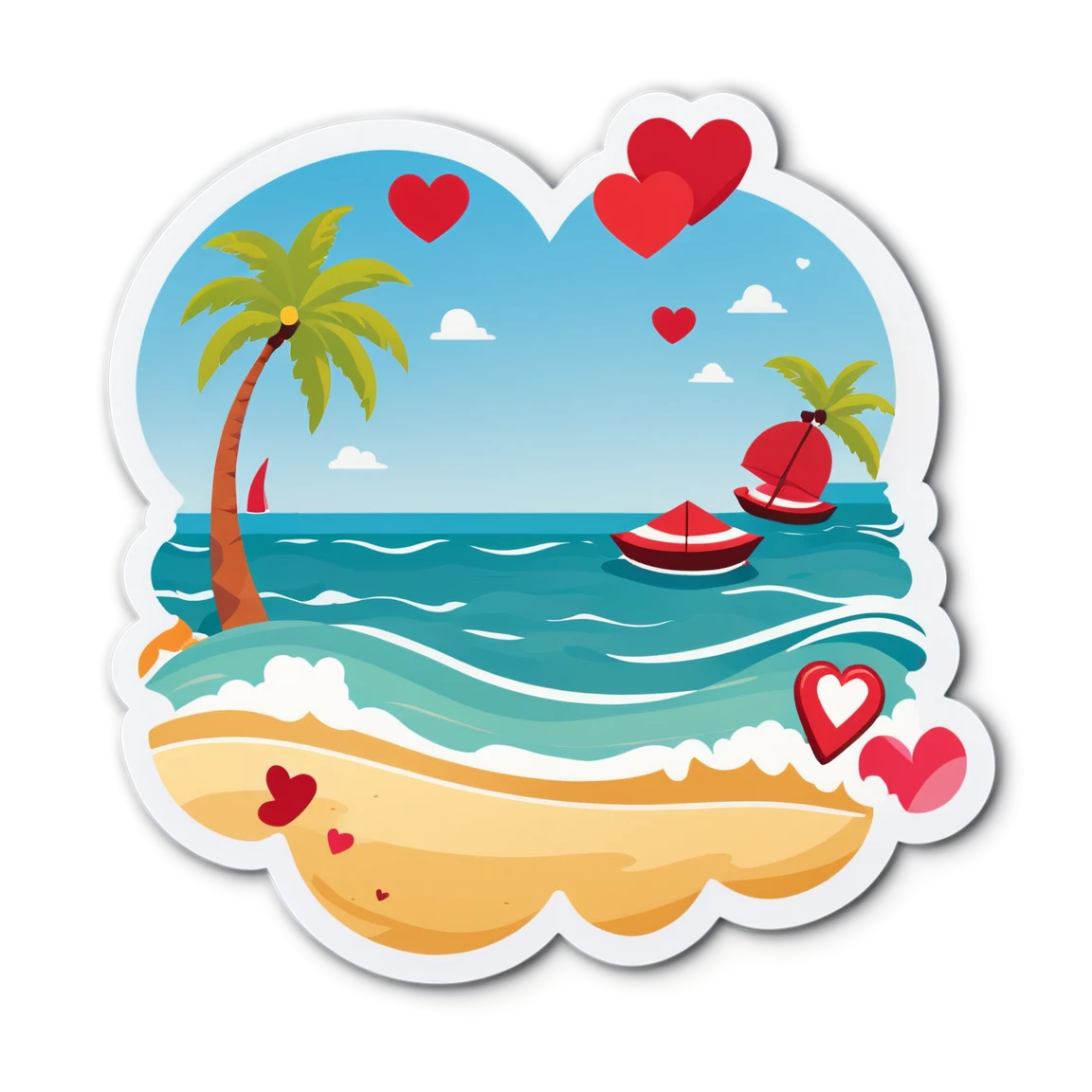 Beach valentine night, valentines day sticker, valentine sticker