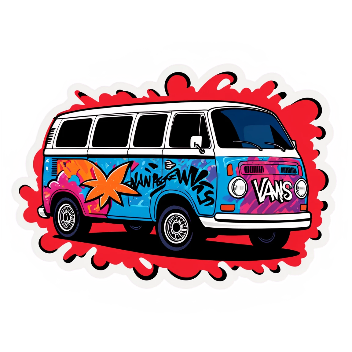 Vans sticker with graffiti background, Vans sticker