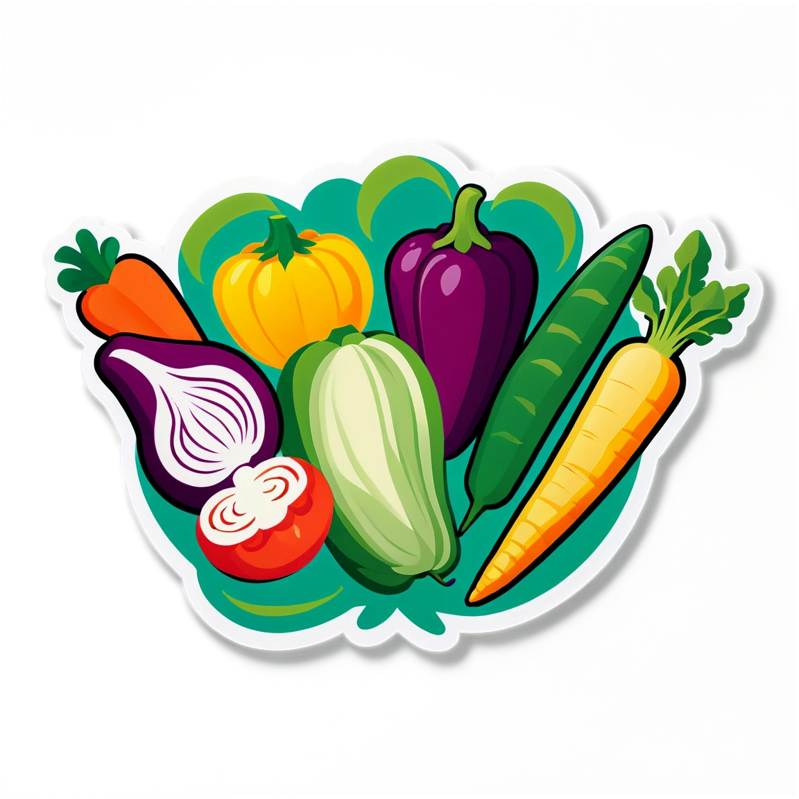 Vegan sticker with vegetables