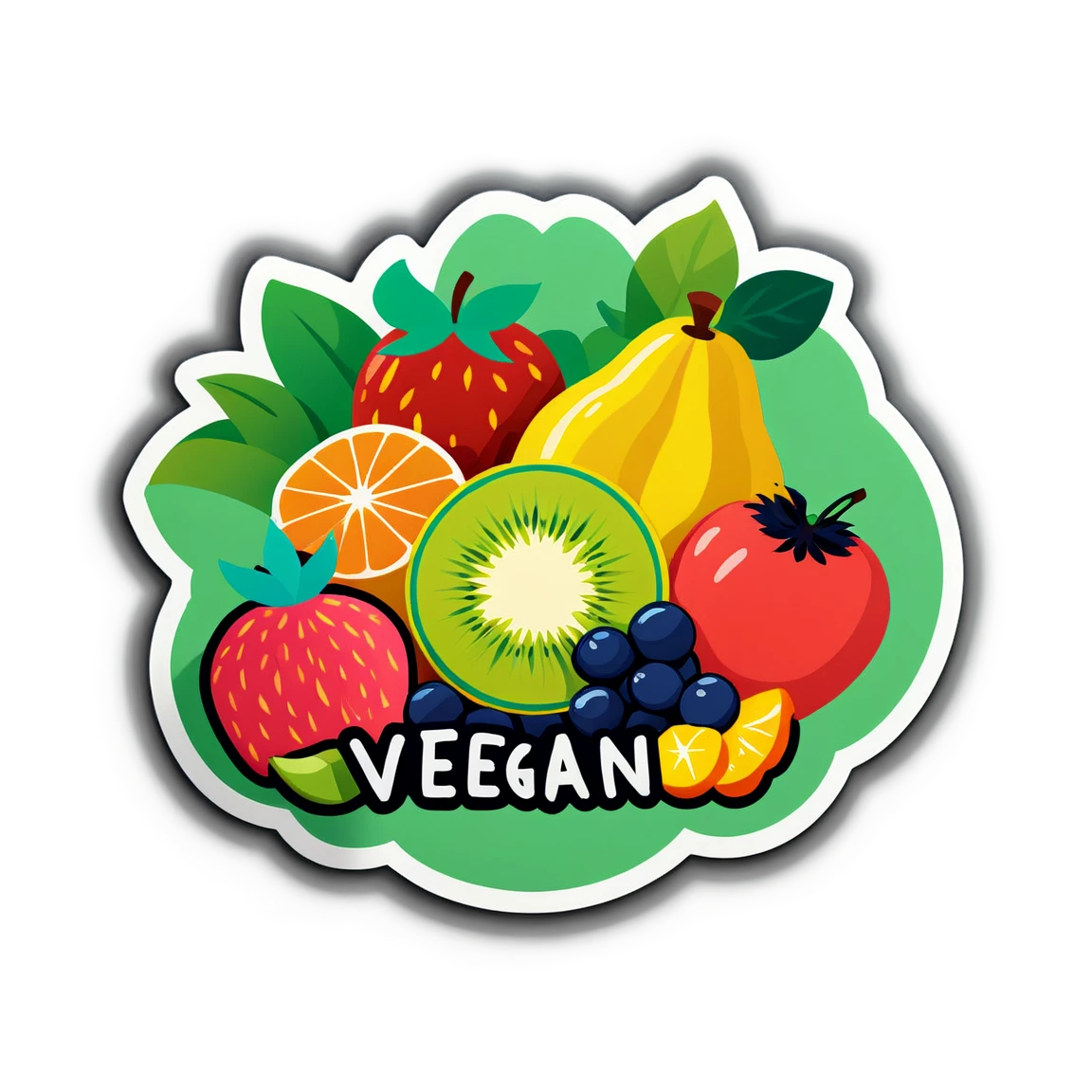 Vegan sticker with fruits