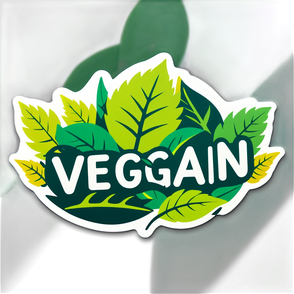 Vegan sticker with leaves