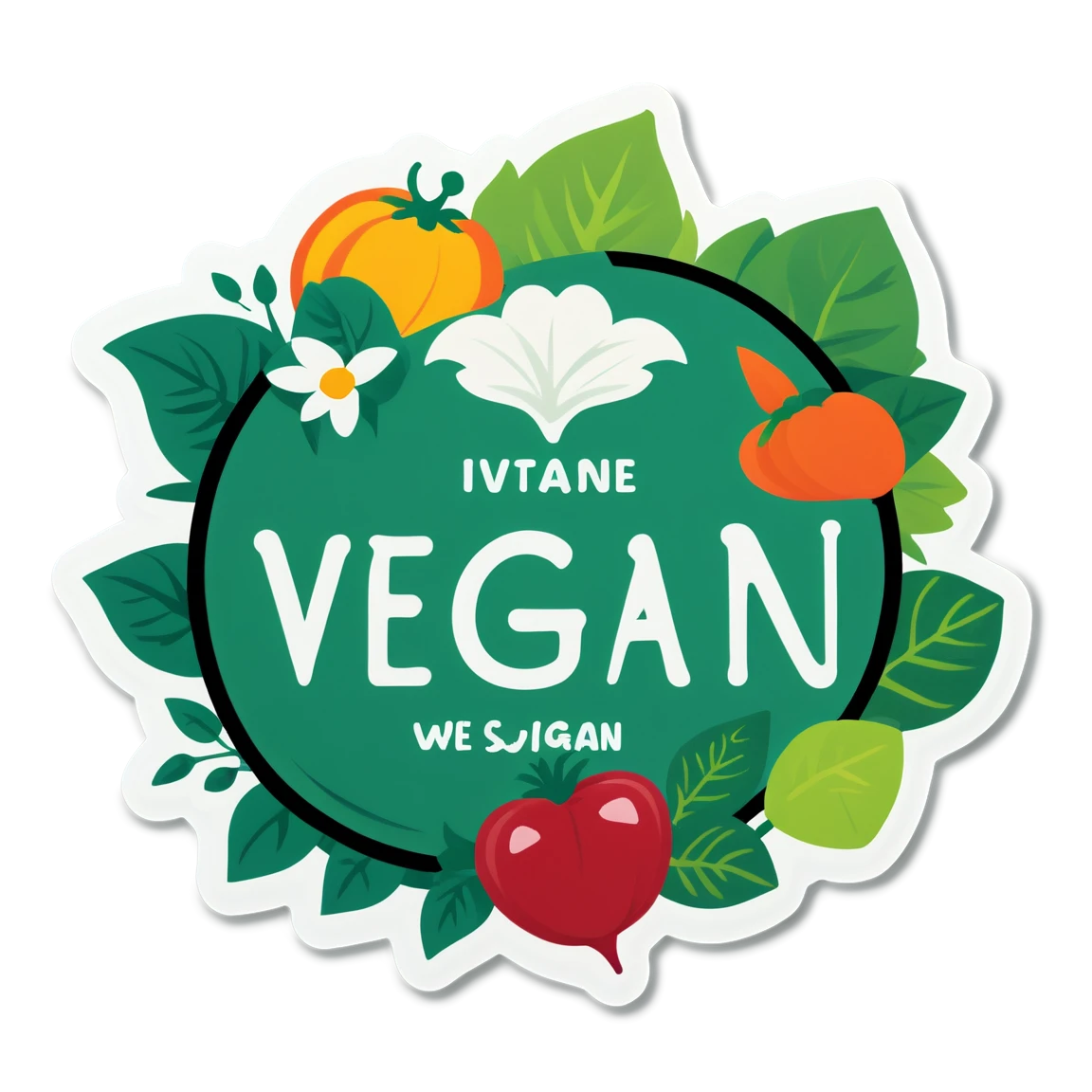 Vegan sticker in a garden