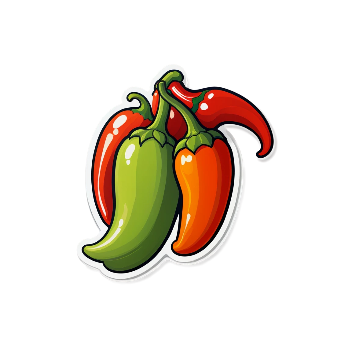 Vegetable sticker with chili pepper, spicy veggie sticker