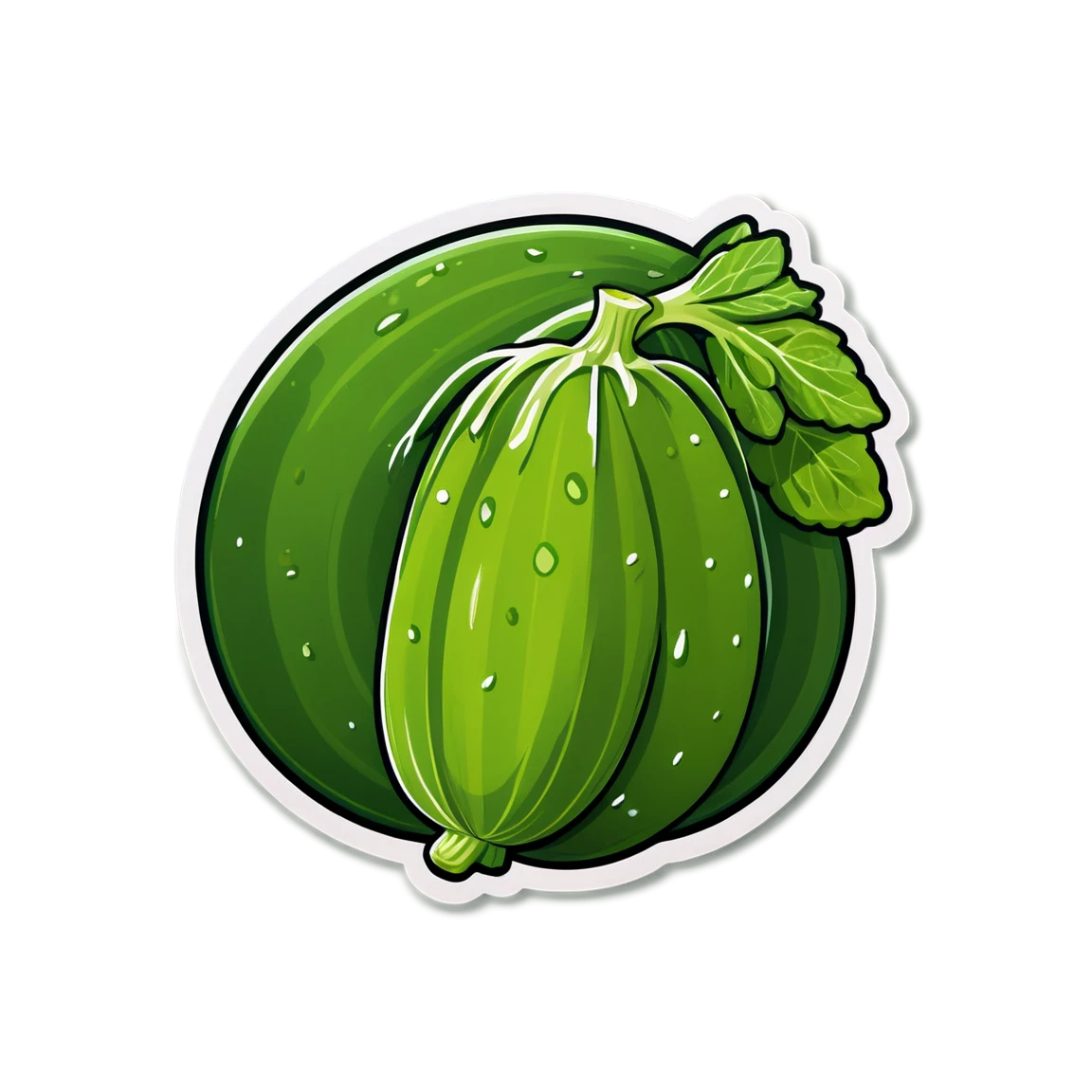 Vegetable sticker with cucumber, fresh veggie sticker