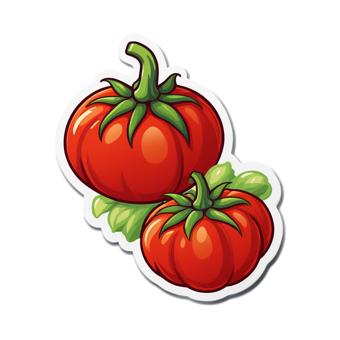 Vegetable sticker with tomato, ripe veggie sticker