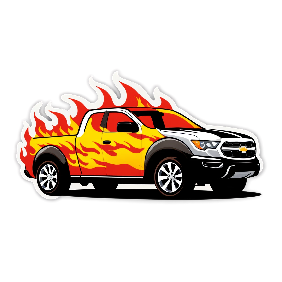 Vehicle with flames, vehicle sticker