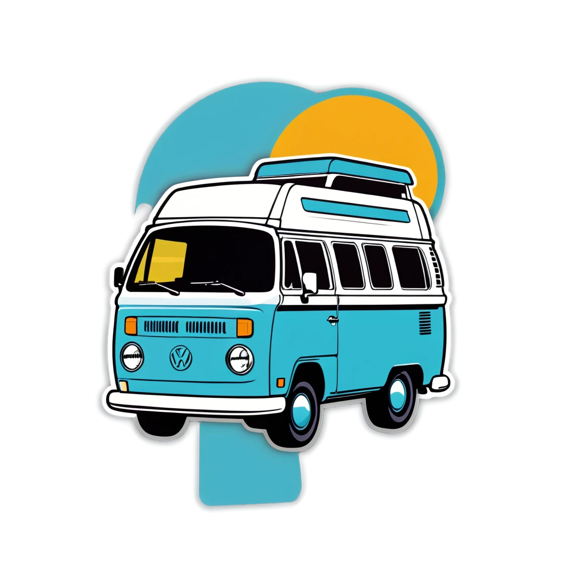 Vehicle with camper van, vehicle sticker