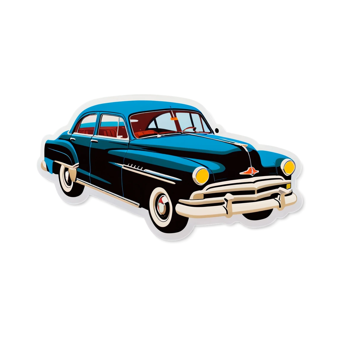 Vehicle with classic car, vehicle sticker