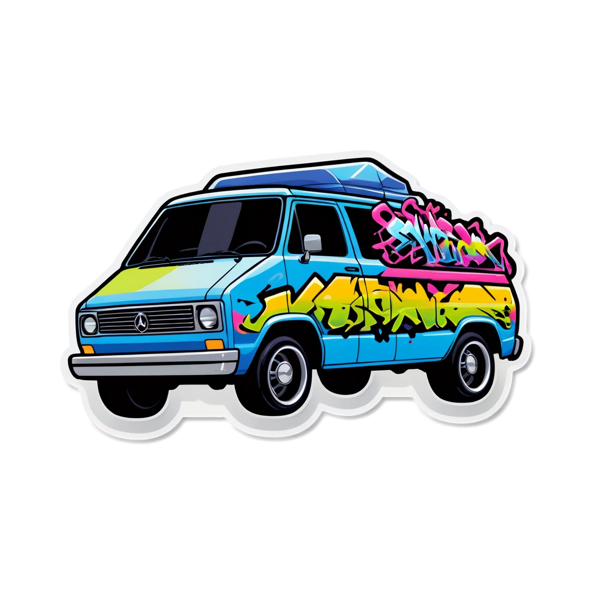 Vehicle with graffiti art, vehicle sticker