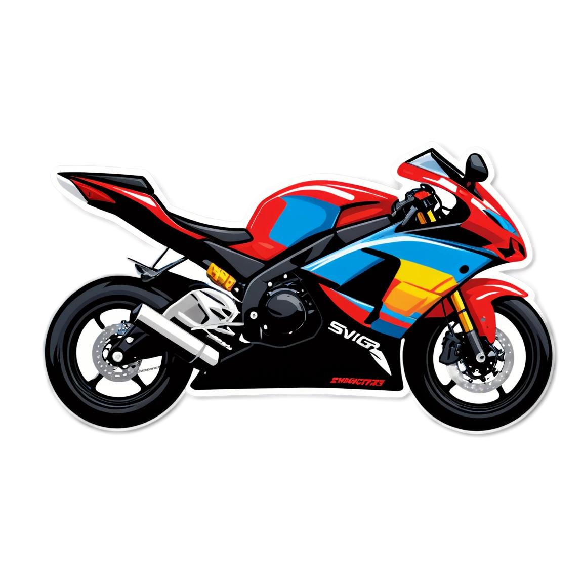 Vehicle with sportbike, vehicle sticker