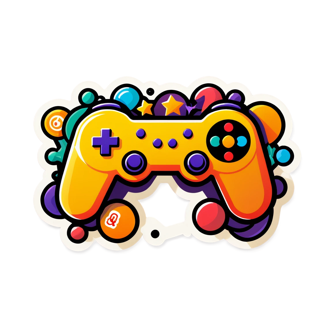 Video game with gaming symbols, icon sticker, video game sticker