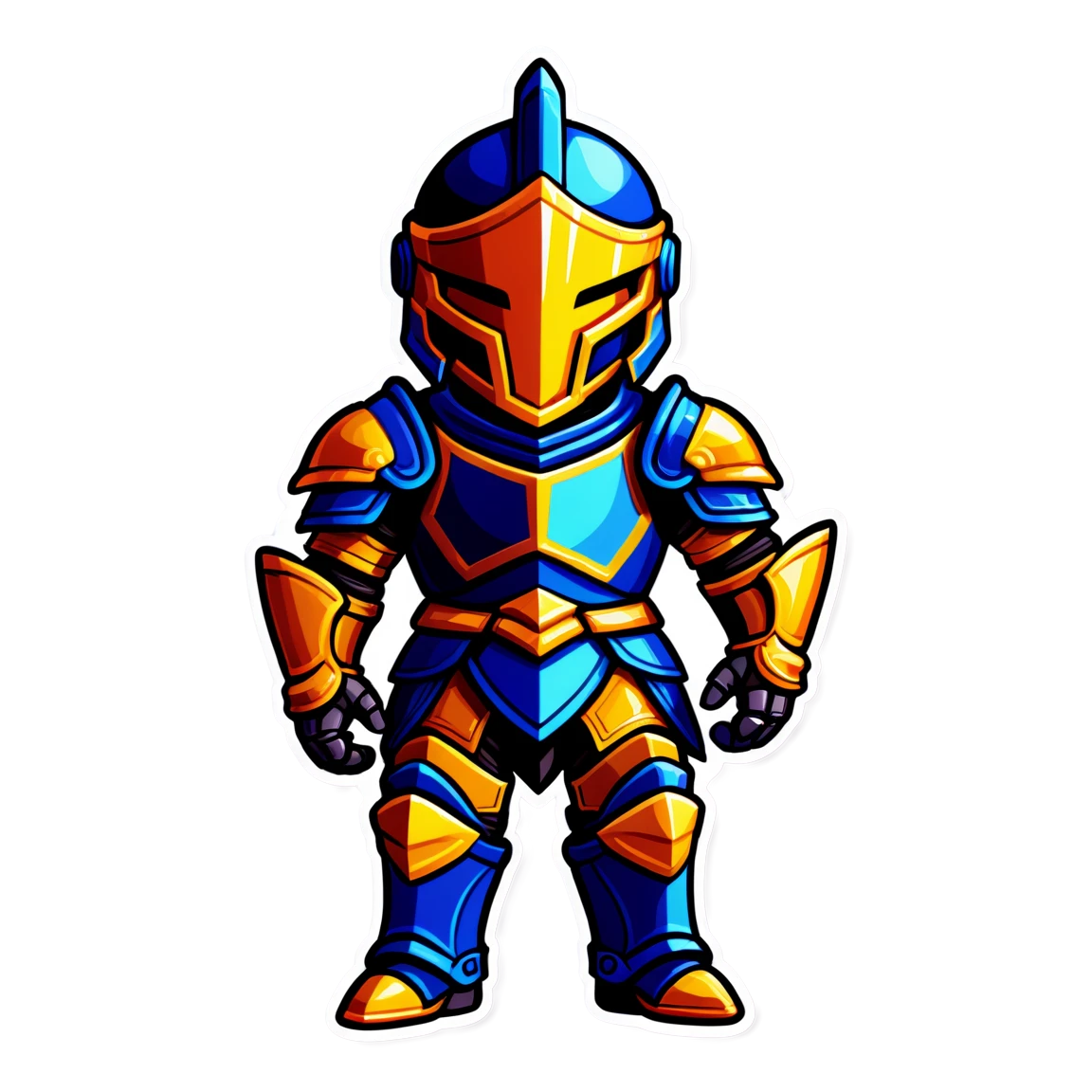 Video game character in armor, fantasy sticker, video game sticker