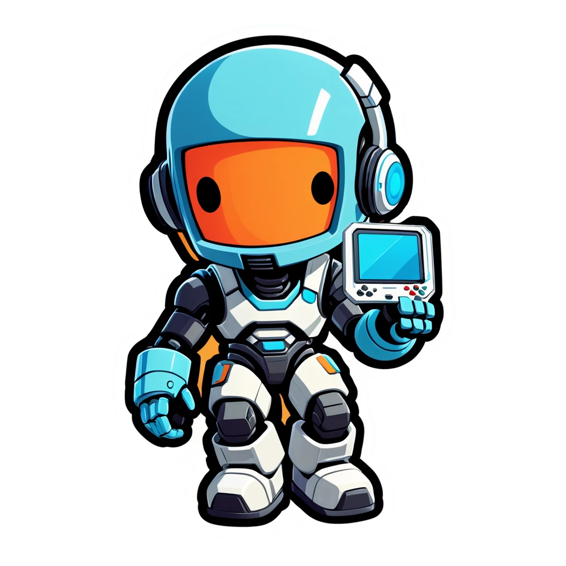 Video game character with cybernetics, sci-fi sticker, video game sticker