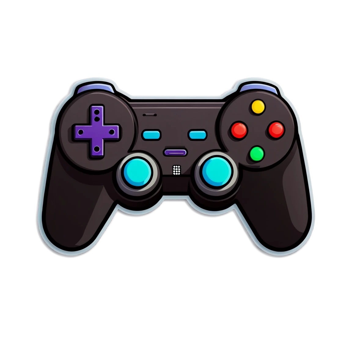 Video game with controller, console sticker, video game sticker