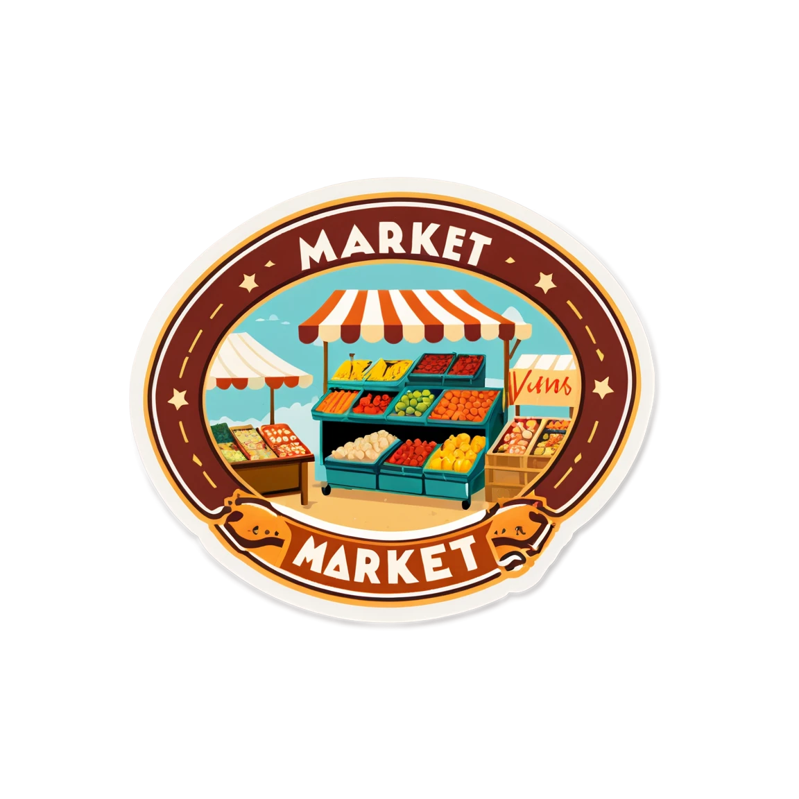 Farmers market, nostalgic vintage sticker, vintage sticker