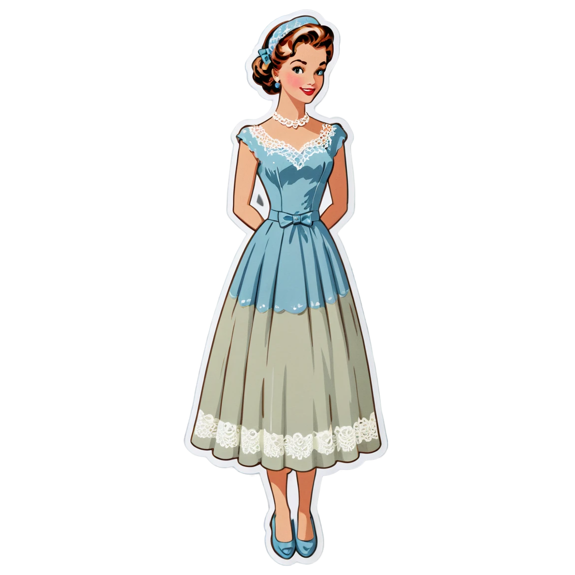 Dress, lady, nostalgic vintage sticker, vintage sticker