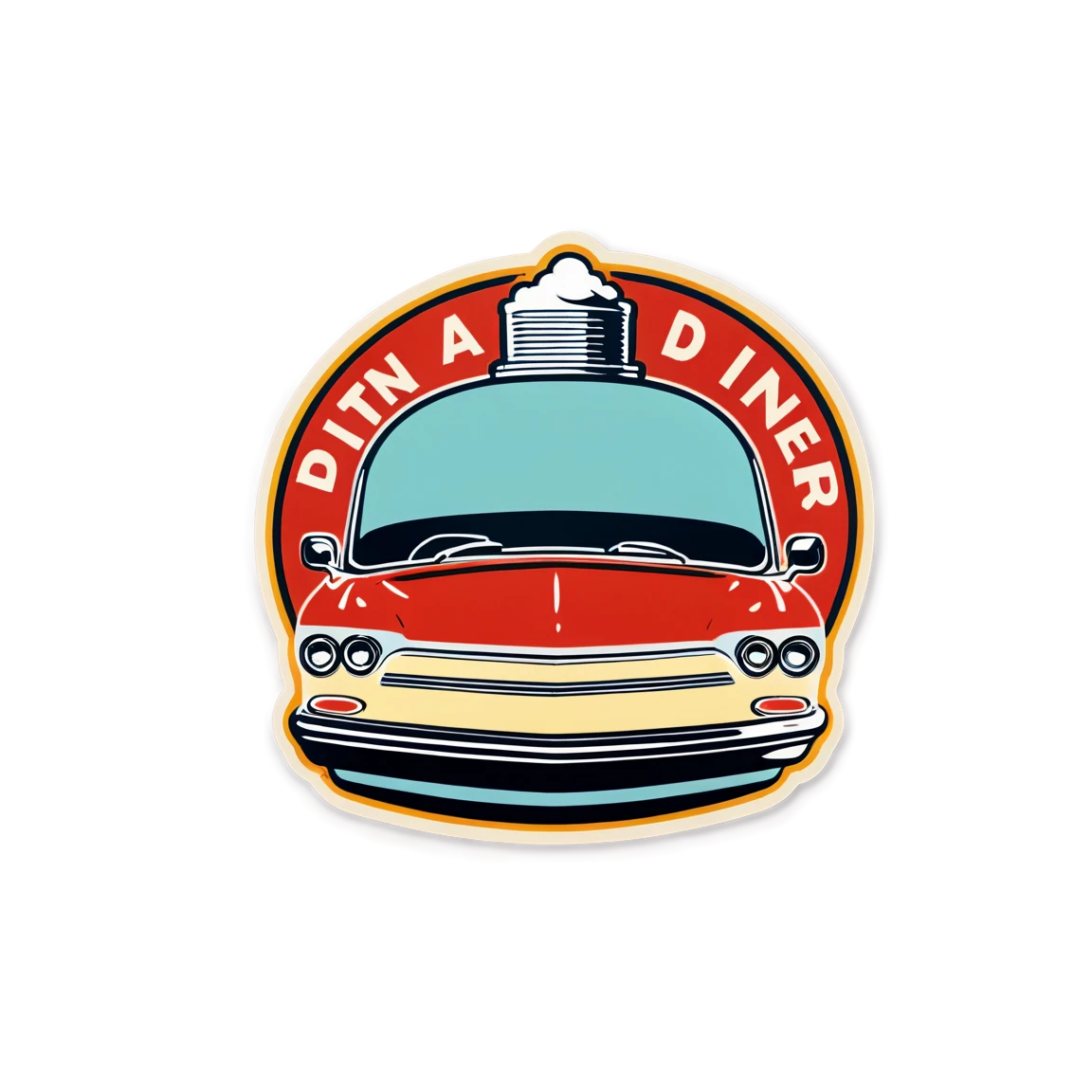 Car, nostalgic vintage sticker, vintage sticker