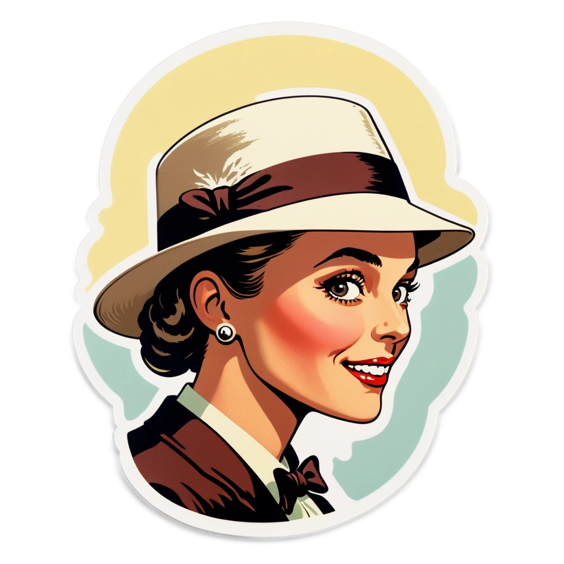 Lady hats, nostalgic vintage sticker, vintage sticker