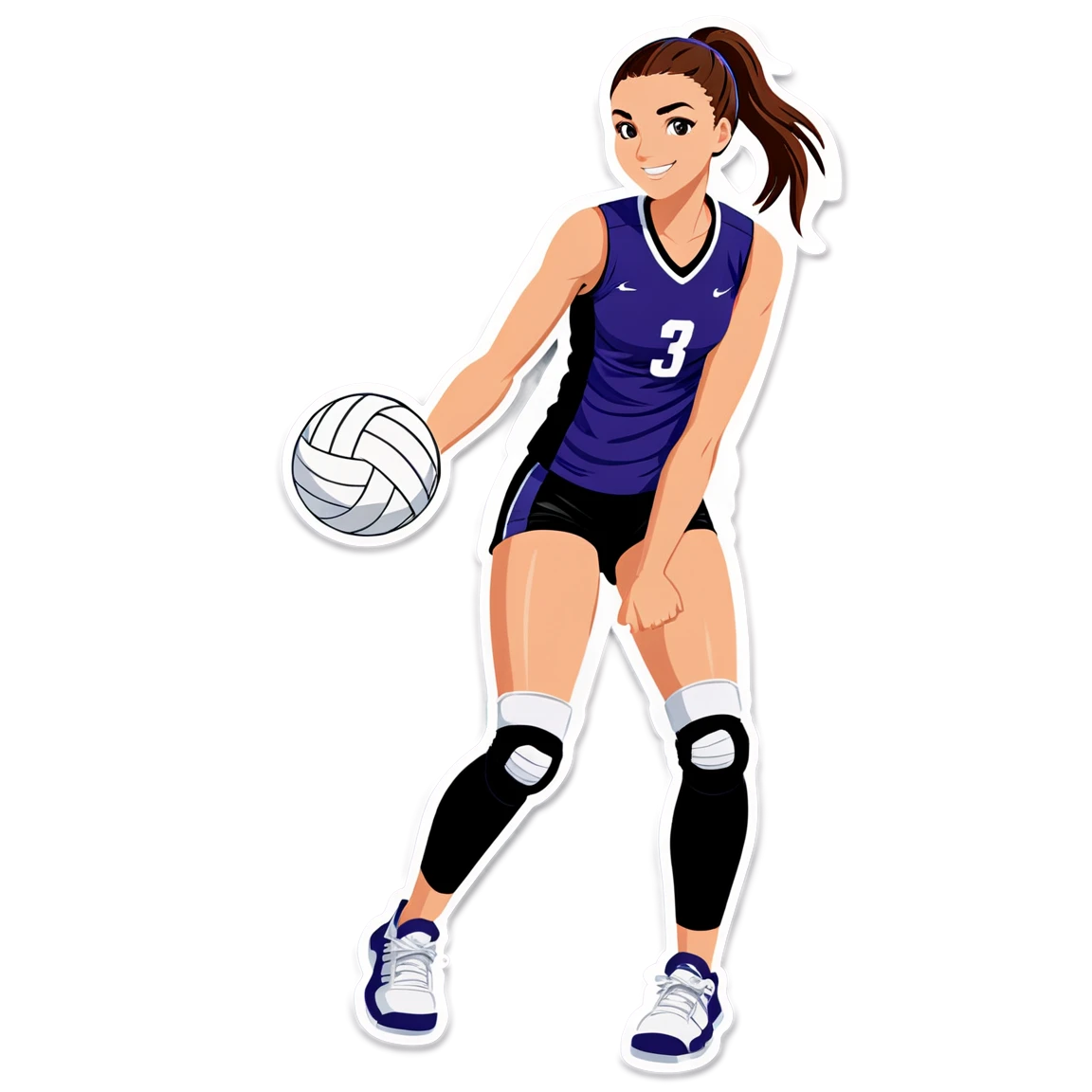 Volleyball wearing knee pads, volleyball sticker