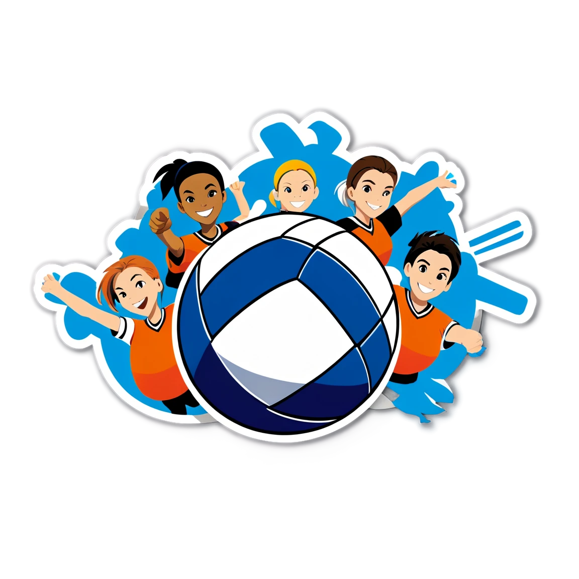 Volleyball with team members, volleyball sticker