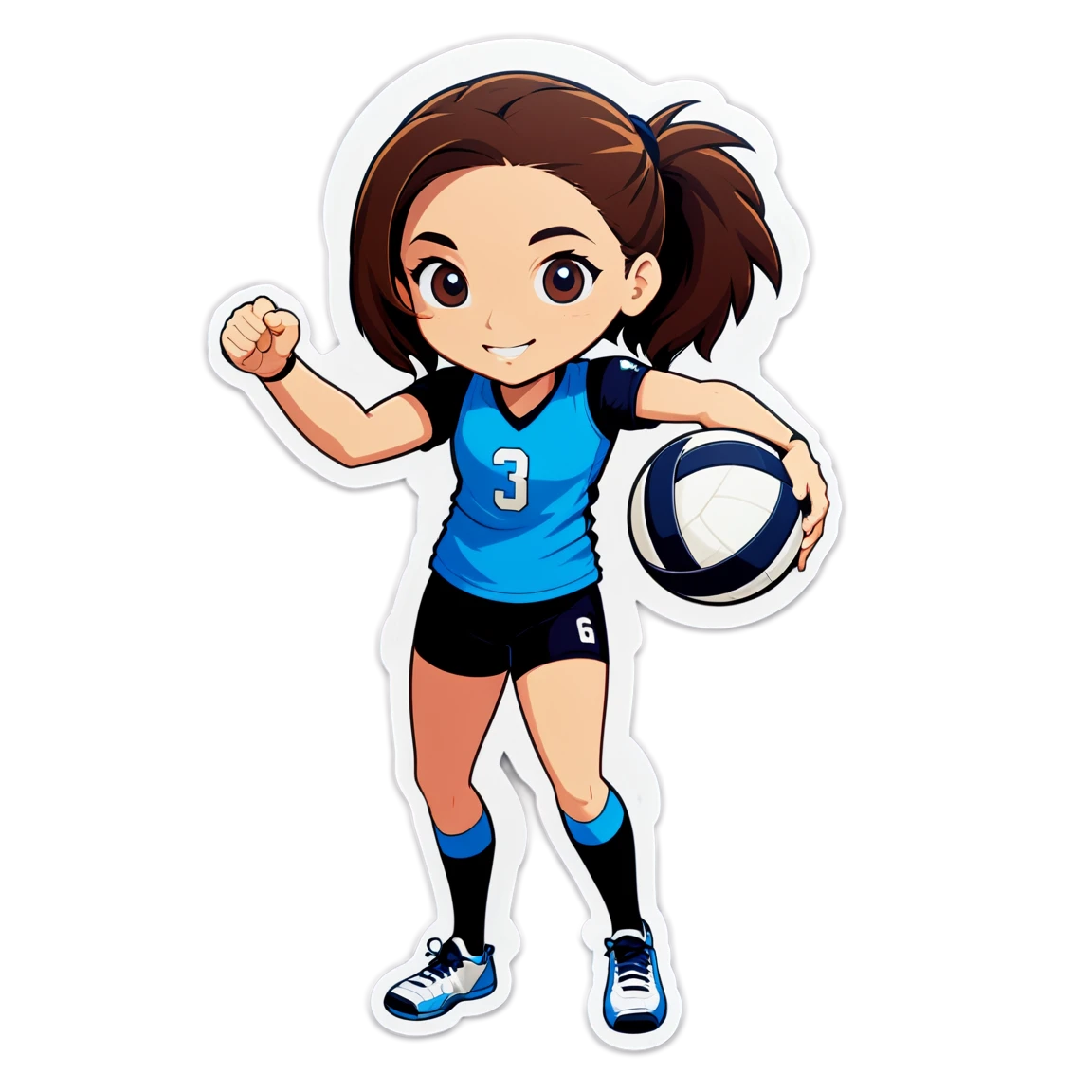 Volleyball wearing a jersey, volleyball sticker